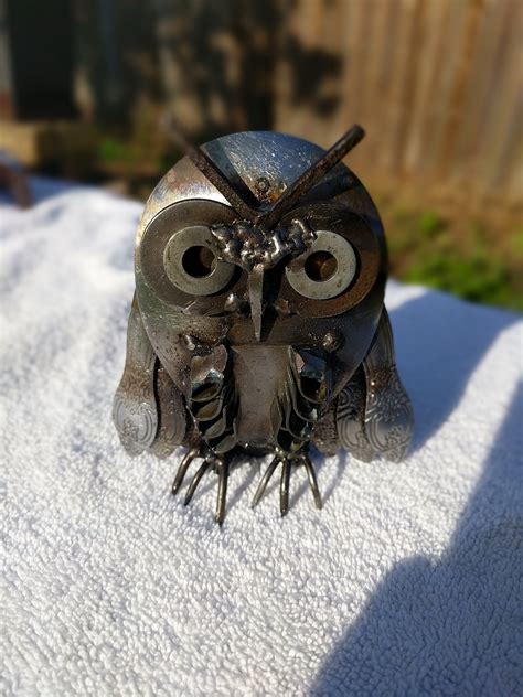 sheet metal owl|metal owls.